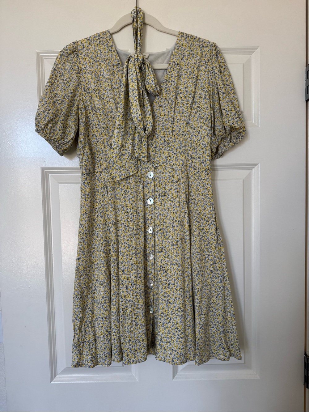 Yellow Floral Mini Dress w/ Sash